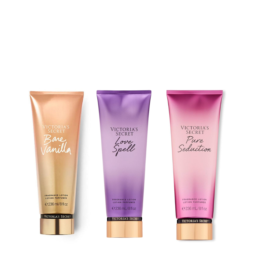 Promotion Pay 1 Get 3 - Crème hydratante Victoria's Secret, Bane Vanilla, Love Spell, Pure séduction - 250 ml chacune